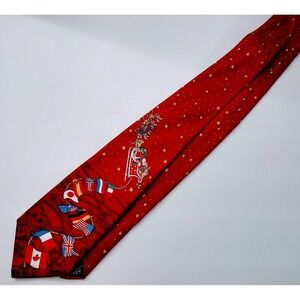 The Windsor Collection Tie Rack Men's Tie Santa Christmas Silk Red Pre-owned